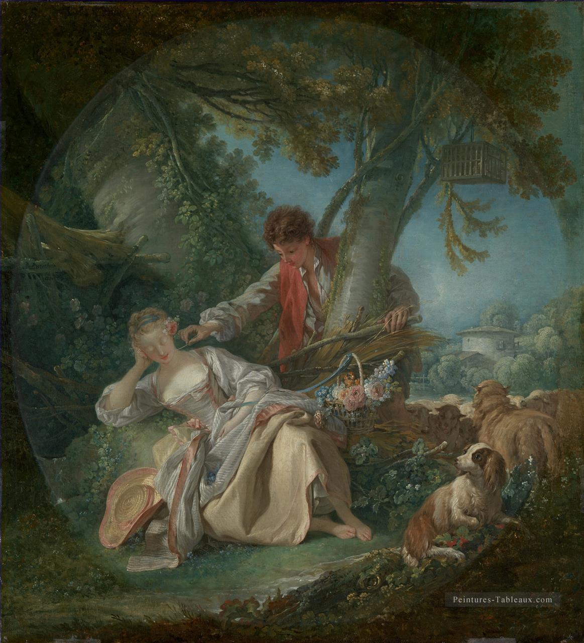 Le carré Rococo de sommeil interrompu Peintures à l'huile
